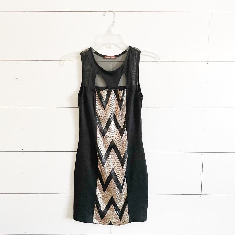 NWOT “Casablanca” black sequined bodycon dress